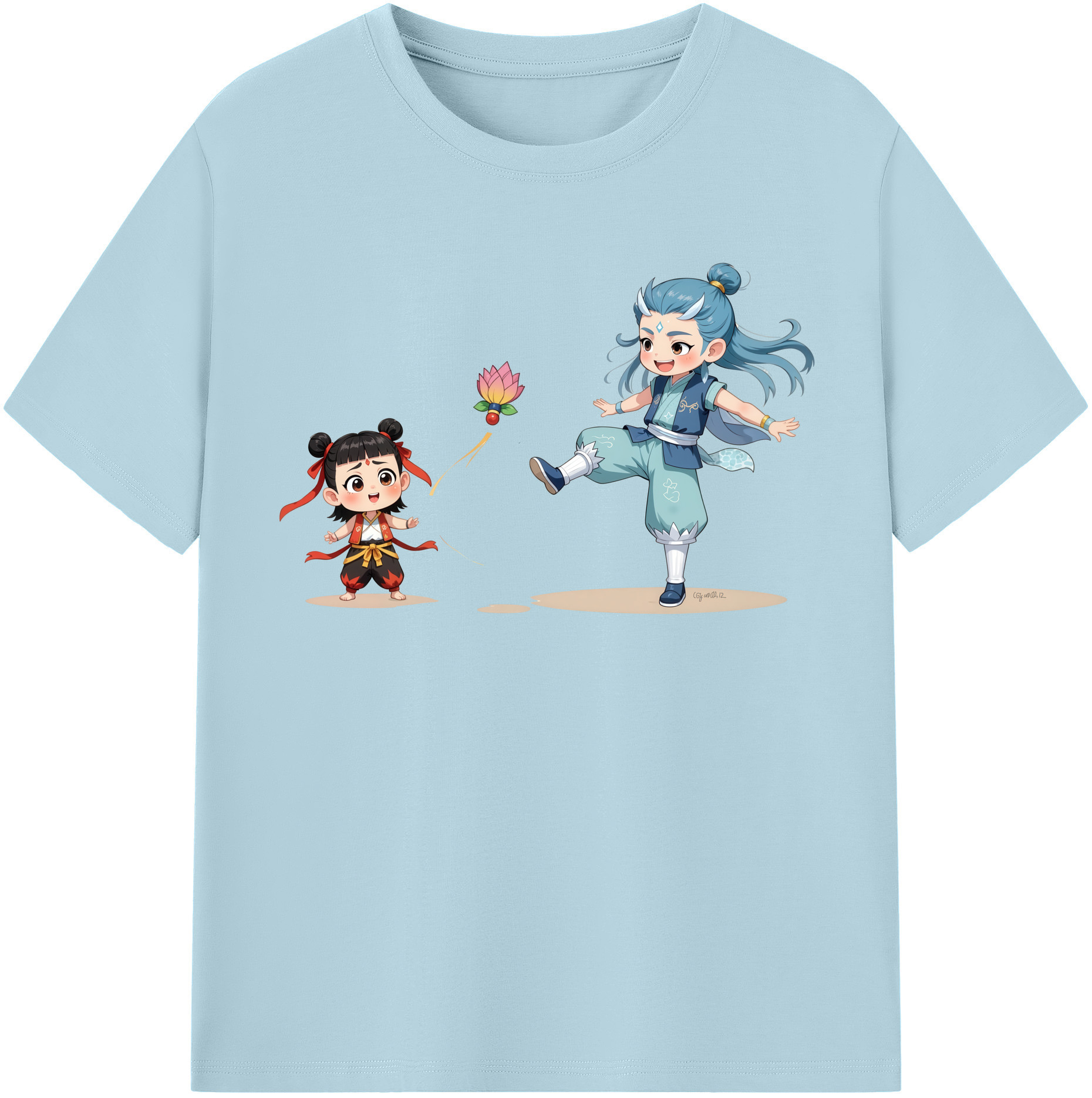 （画像用） Ne Zha 2 ナタ 魔童の大暴れ 綿100％半袖Tシャツ（フロントプリント）
